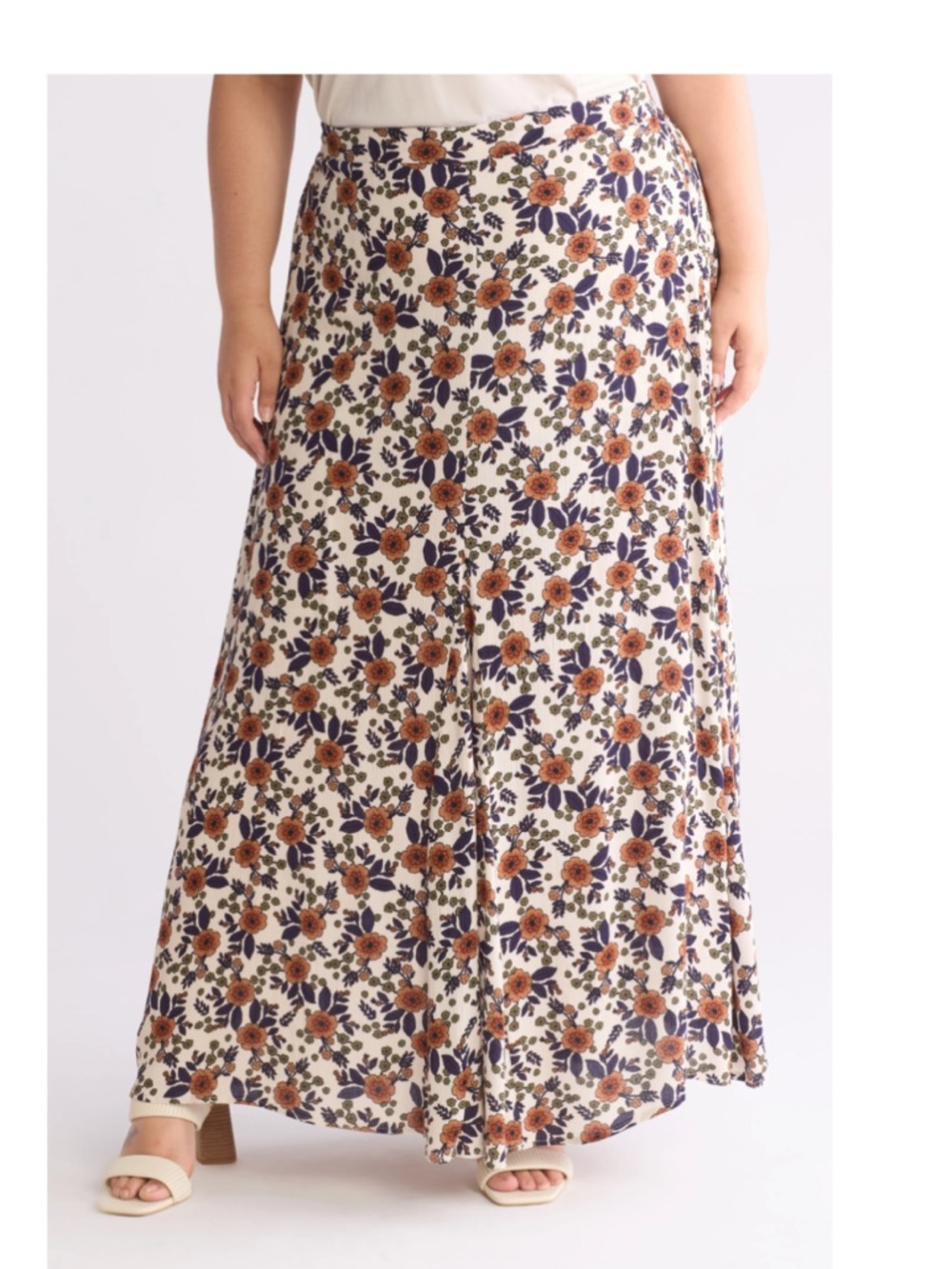 bobeau Ivory Floral Maxi Skirt